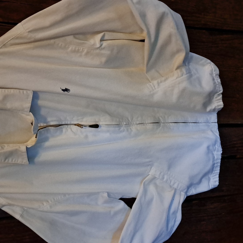 Polo Ralph Lauren White Full Zip 100% Cotton Jacket Size L - Picture 5 of 7